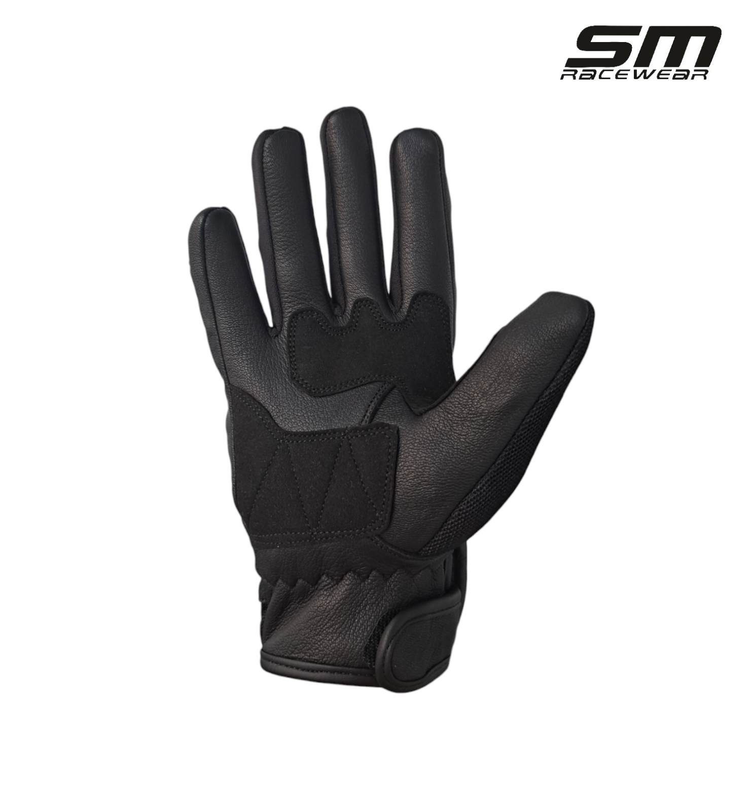 Manusi moto SM Racewear Kashiro - Piele naturala moale, Protectii tari monturi/degete, Palma dublata antialunecare, Sistem ventilare, Plasa textila rezistenta [1]