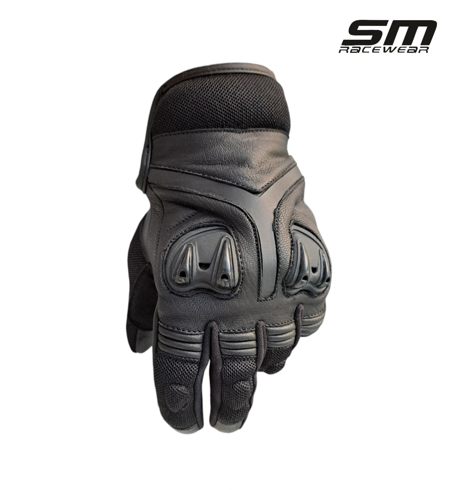 Manusi moto SM Racewear Kashiro - Piele naturala moale, Protectii tari monturi/degete, Palma dublata antialunecare, Sistem ventilare, Plasa textila rezistenta [3]