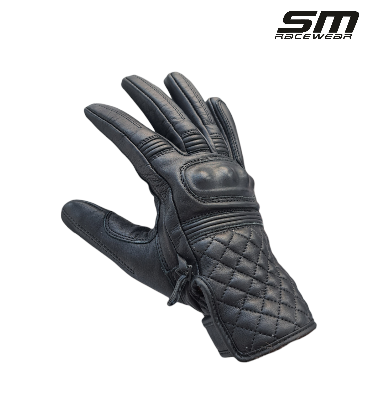 Manusi moto din piele naturala SM Racewear Rambler - Barbati - Urban/Touring - Protectii CE - Negru [3]