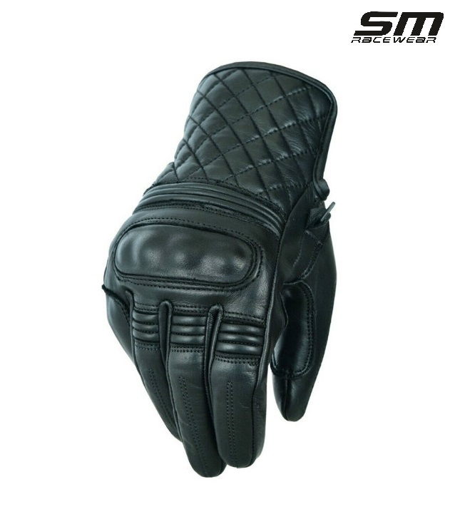 Manusi moto din piele naturala SM Racewear Rambler - Barbati - Urban/Touring - Protectii CE - Negru [1]