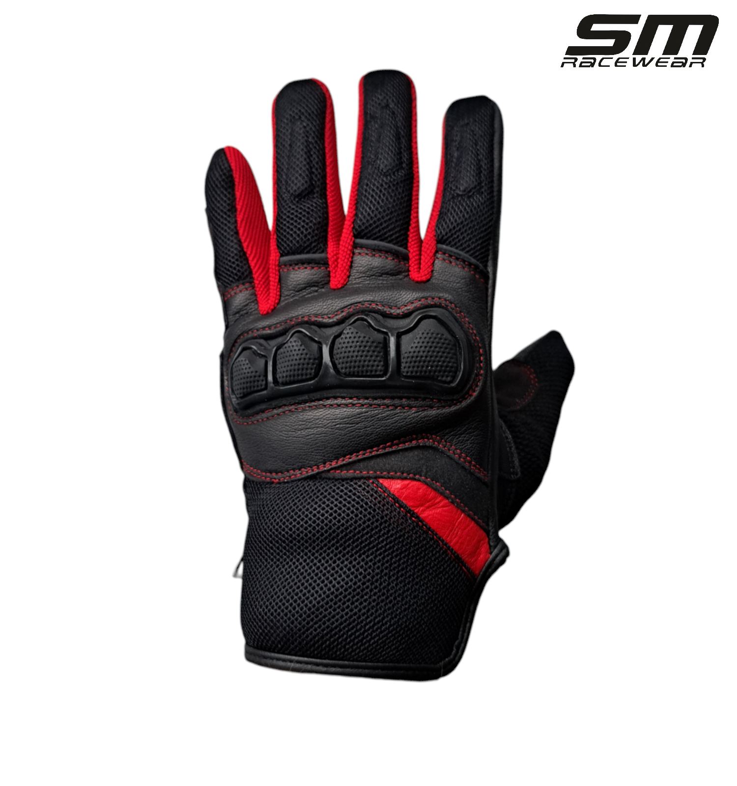Manusi moto SM Racewear Ride - piele naturala, panouri textile ventilate si protectii monturi-degete [2]