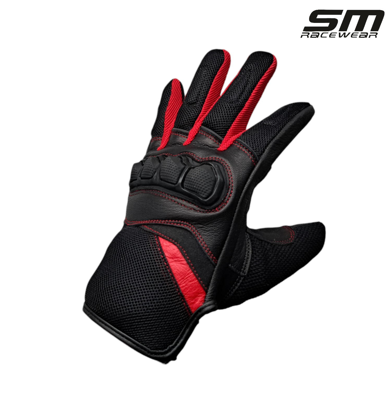 Manusi moto SM Racewear Ride - piele naturala, panouri textile ventilate si protectii monturi-degete [1]