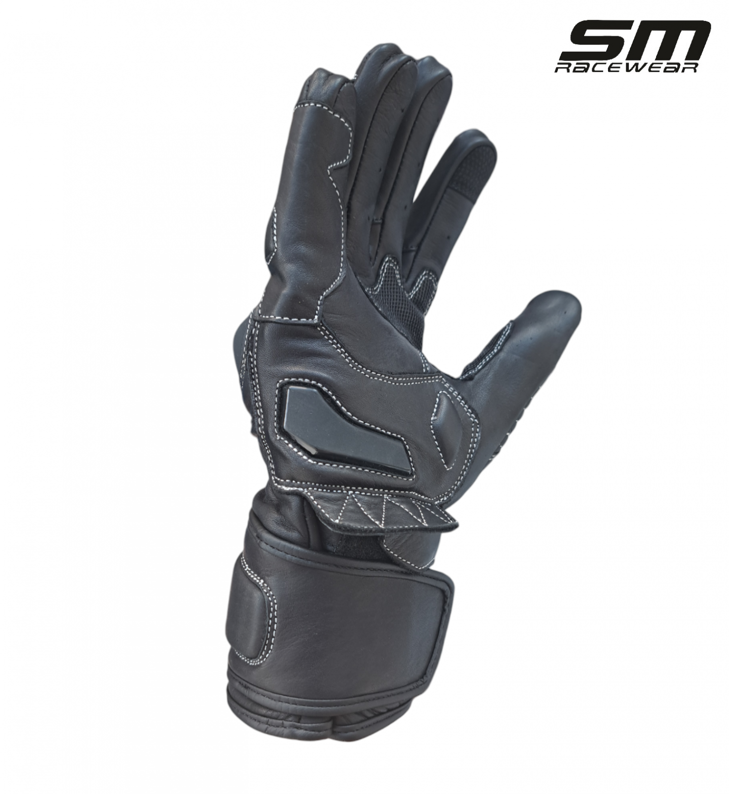 Manusi moto din piele naturala SM Racewear Road - Barbati - Sport/Touring - Cu protectii monturi, degete si antebrat - Aderenta excelenta - Negru [4]