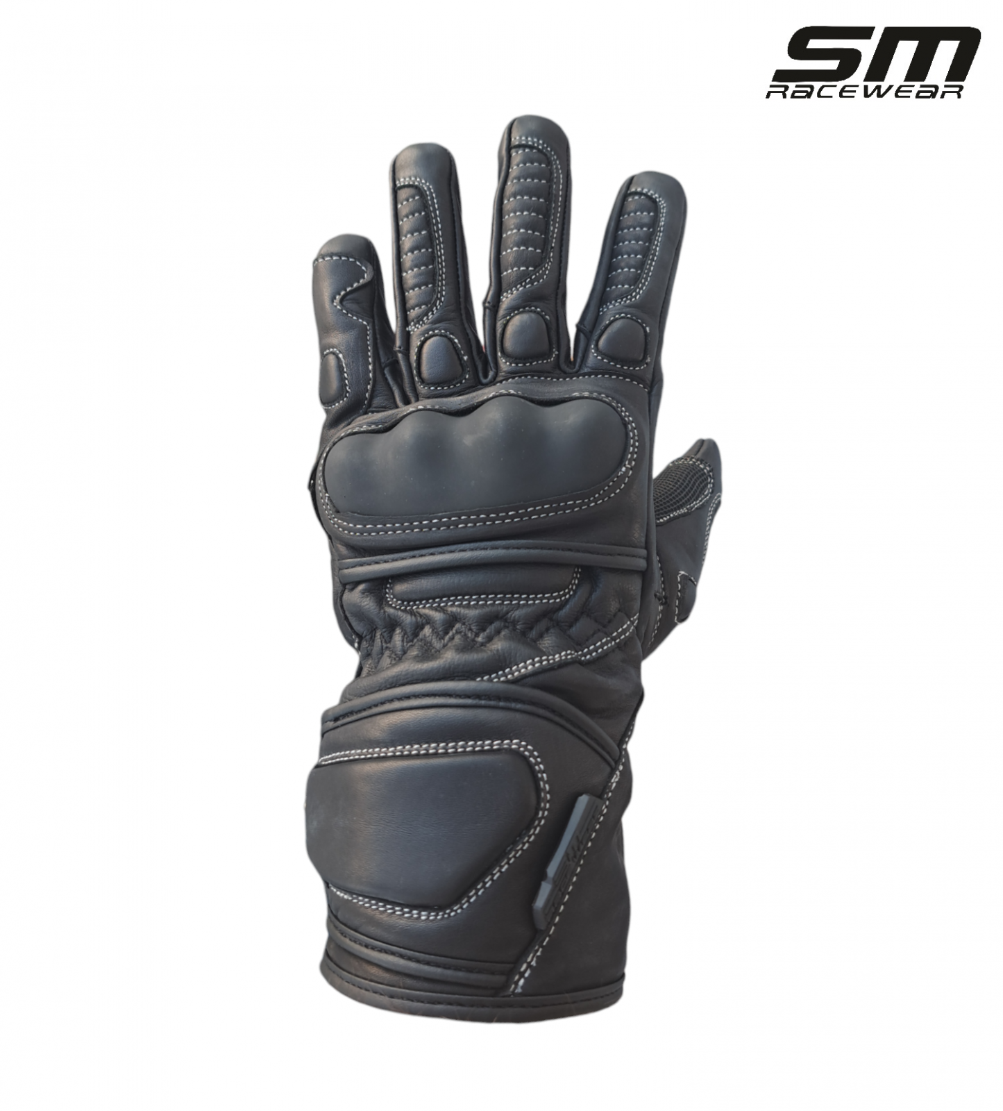 Manusi moto din piele naturala SM Racewear Road - Barbati - Sport/Touring - Cu protectii monturi, degete si antebrat - Aderenta excelenta - Negru [5]