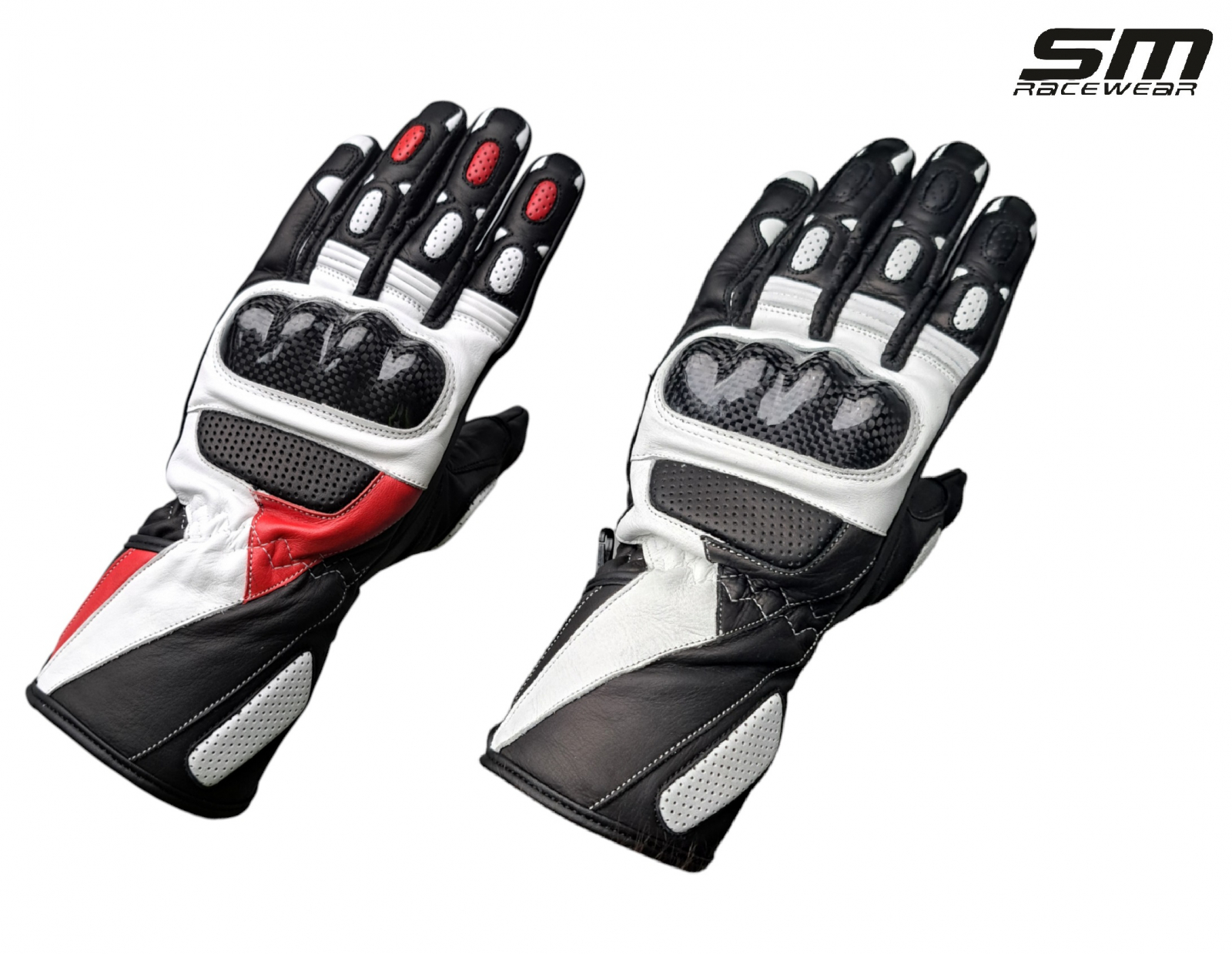 Manusi moto SM Racewear Striker Long - piele naturala dublata, protectii hard carbon si inchidere dubla incheietura-antebrat [3]
