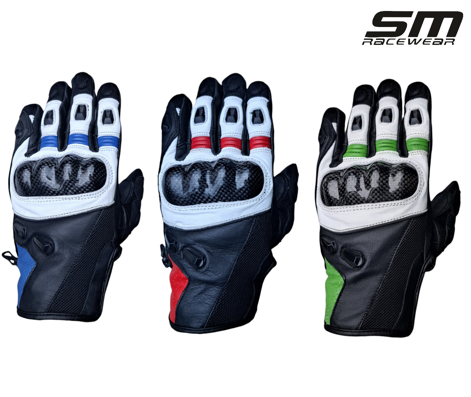 Manusi moto SM Racewear Striker Short - piele naturala dublata, protectii hard carbon si panouri textile ventilate [3]