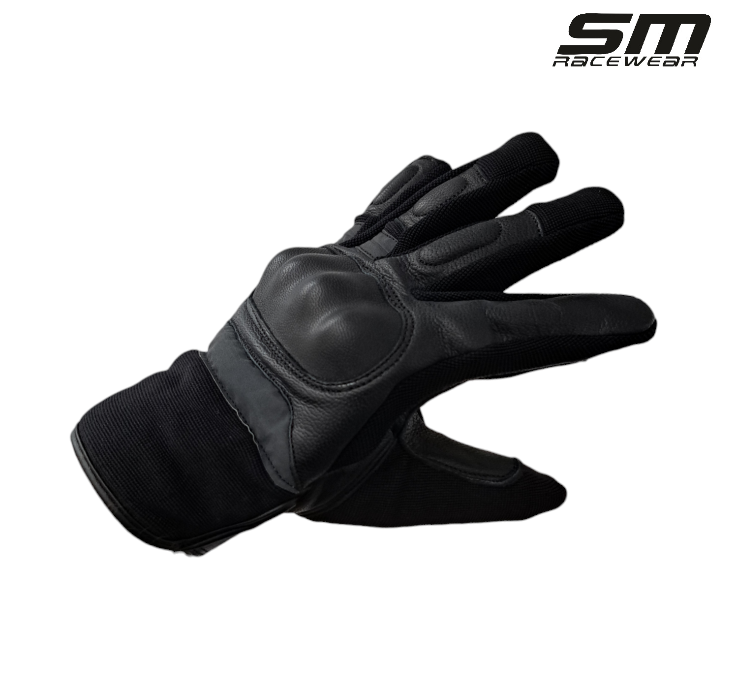 Manusi moto SM Racewear TechPro - piele bovina naturala, panouri textile ventilate, protectii monturi si elemente reflectorizante [2]