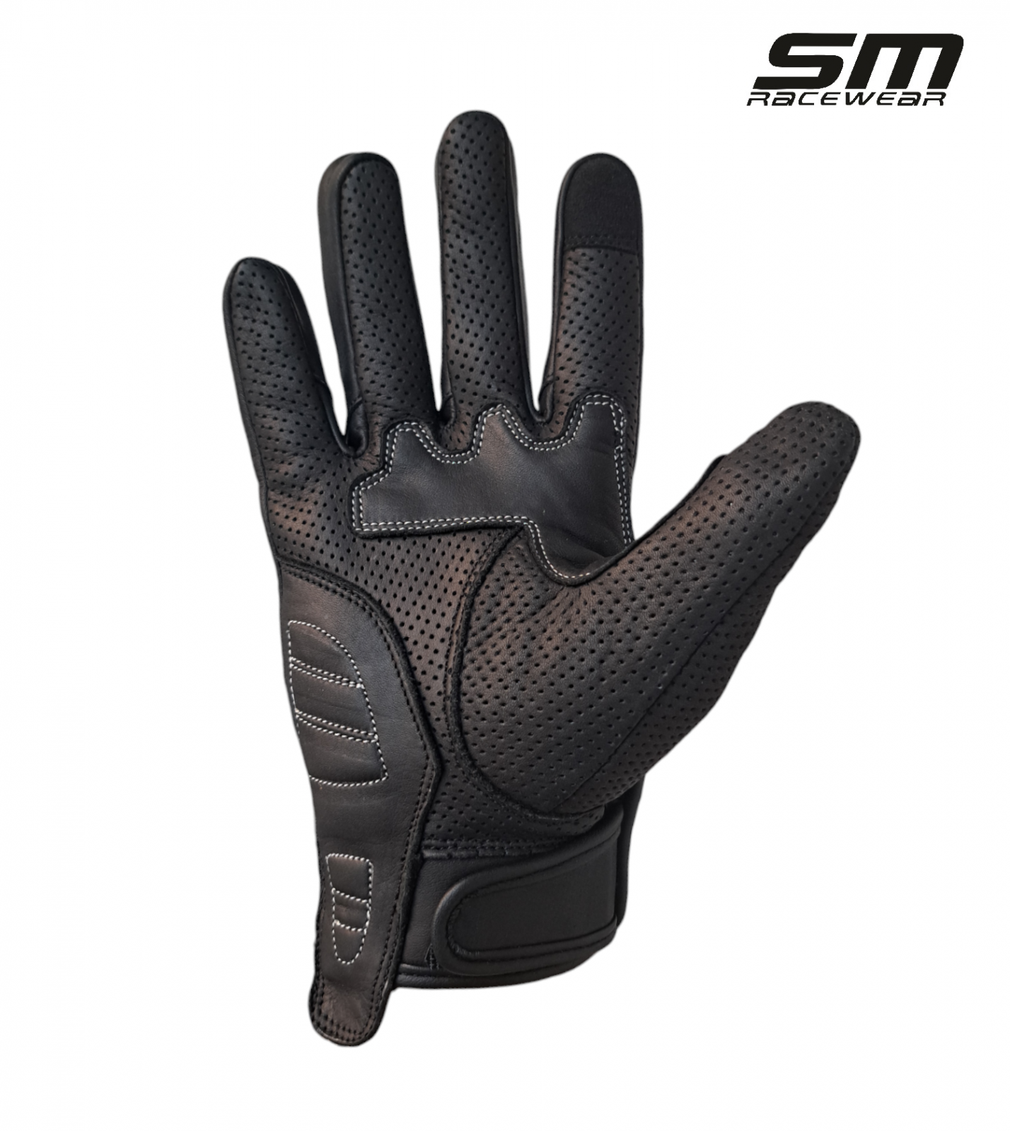 Manusi moto din piele naturala SM Racewear TitanPro - Barbati - Sport/Touring - Cu protectii monturi cu sistem de ventilare - Negru [3]