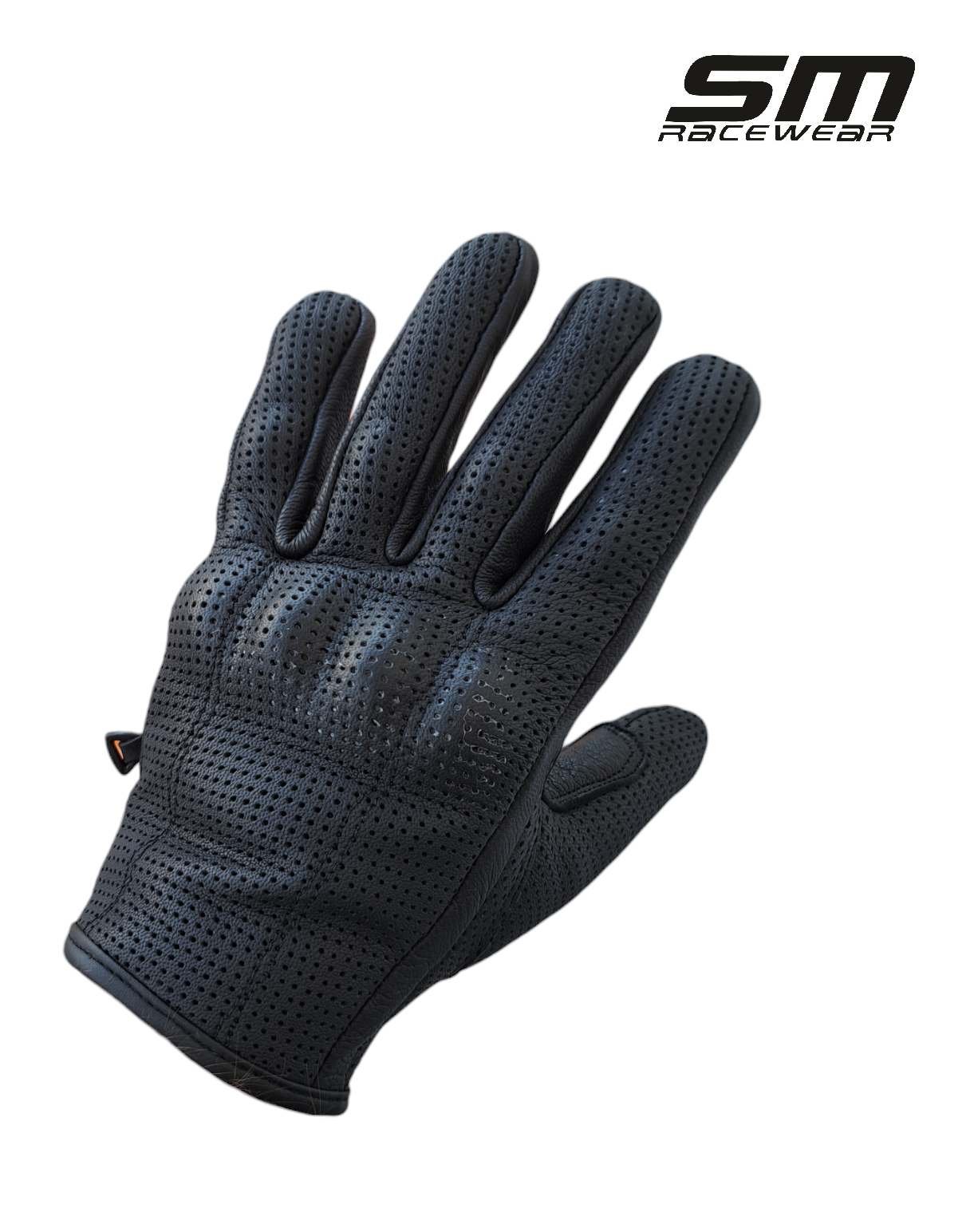 Manusi moto din piele naturala perforata SM Racewear Tornado Wind - Barbati - Vara - Ventilate, cu piele dublata in palma - Negru [2]