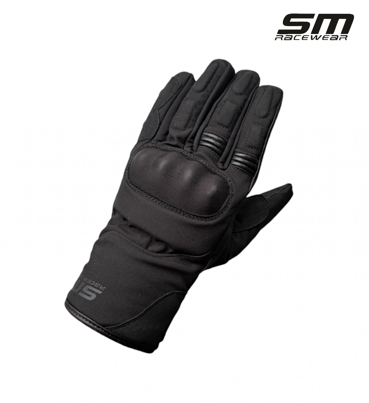 Manusi moto din piele si material textil SM Racewear Vulcano Waterproof - Impermeabile si calduroase - Potrivite si pentru ski sau vreme rece - Negru [1]