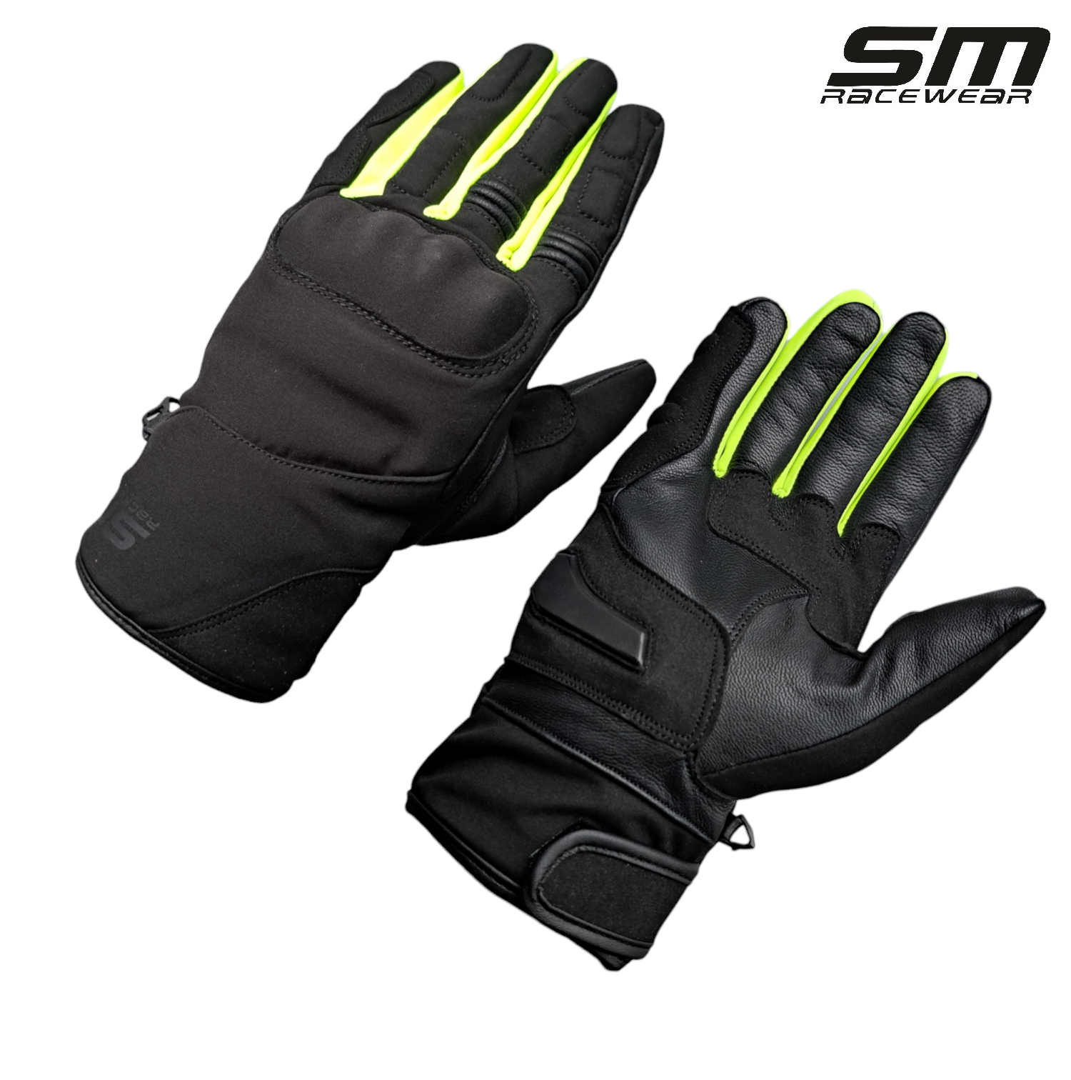 Manusi moto din piele si material textil SM Racewear Vulcano Waterproof - Impermeabile si calduroase - Potrivite si pentru ski sau vreme rece - Negru [7]