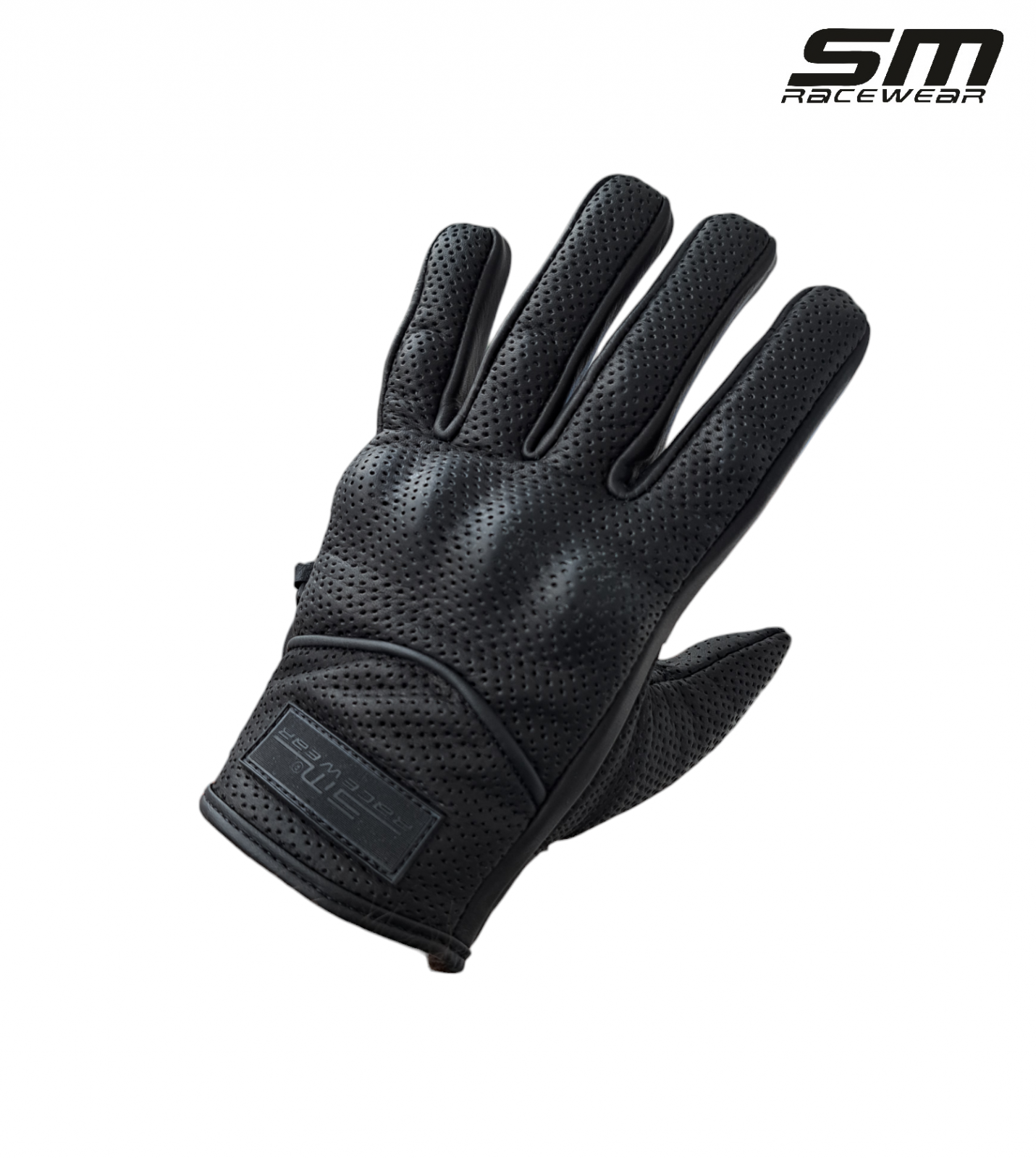 Manusi moto din piele naturala perforata SM Racewear Wind - Barbati - Urban - Protectii monturi/degete - Palma dublata - Negru [3]
