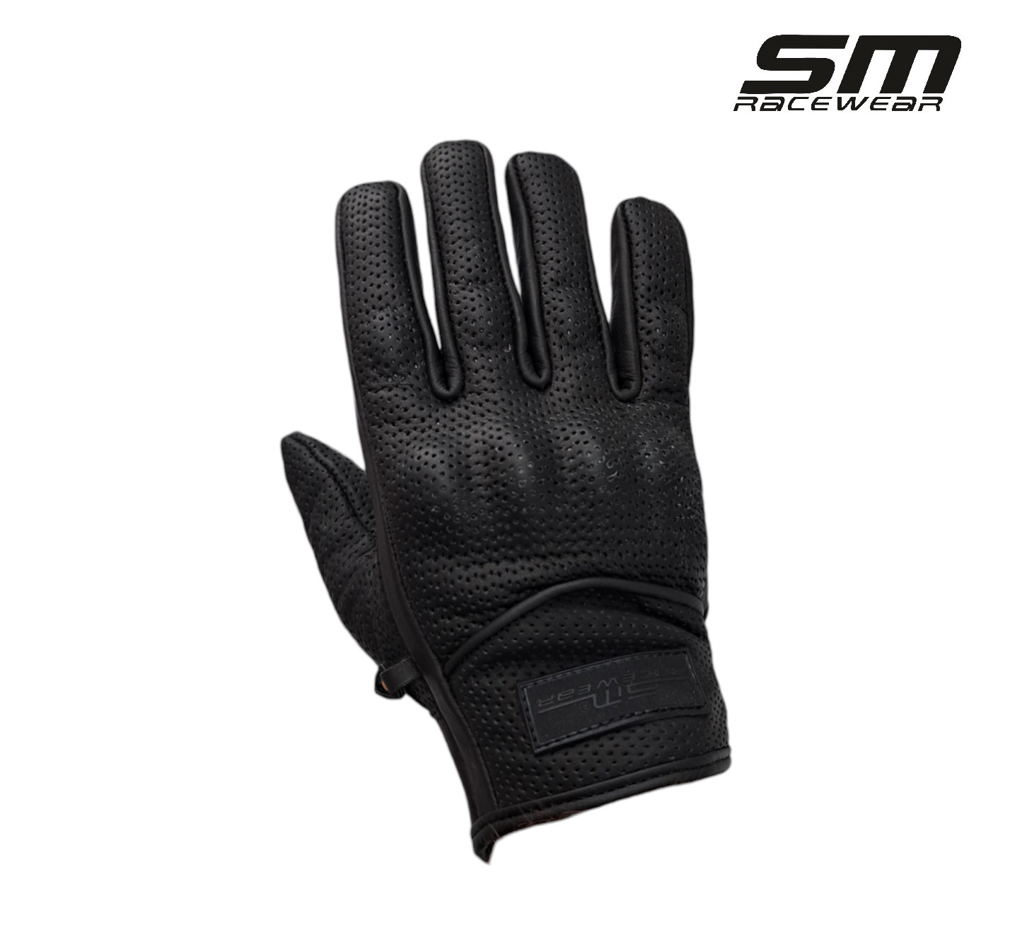 Manusi moto din piele naturala perforata SM Racewear Wind - Barbati - Urban - Protectii monturi/degete - Palma dublata - Negru [4]