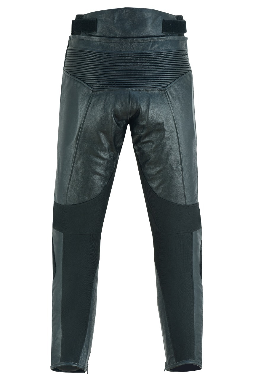 Pantaloni moto din piele naturala perforata SM Racewear Blade - Barbati - Sport - Protectii CE - Slidere genunchi - Negru [1]