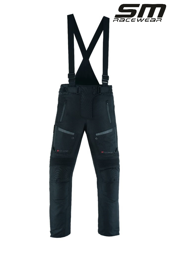 Pantaloni moto textili SM Racewear Highland - Barbati - 4 Sezoane - Impermeabili si Windproof - Protectii CE - Negru [2]