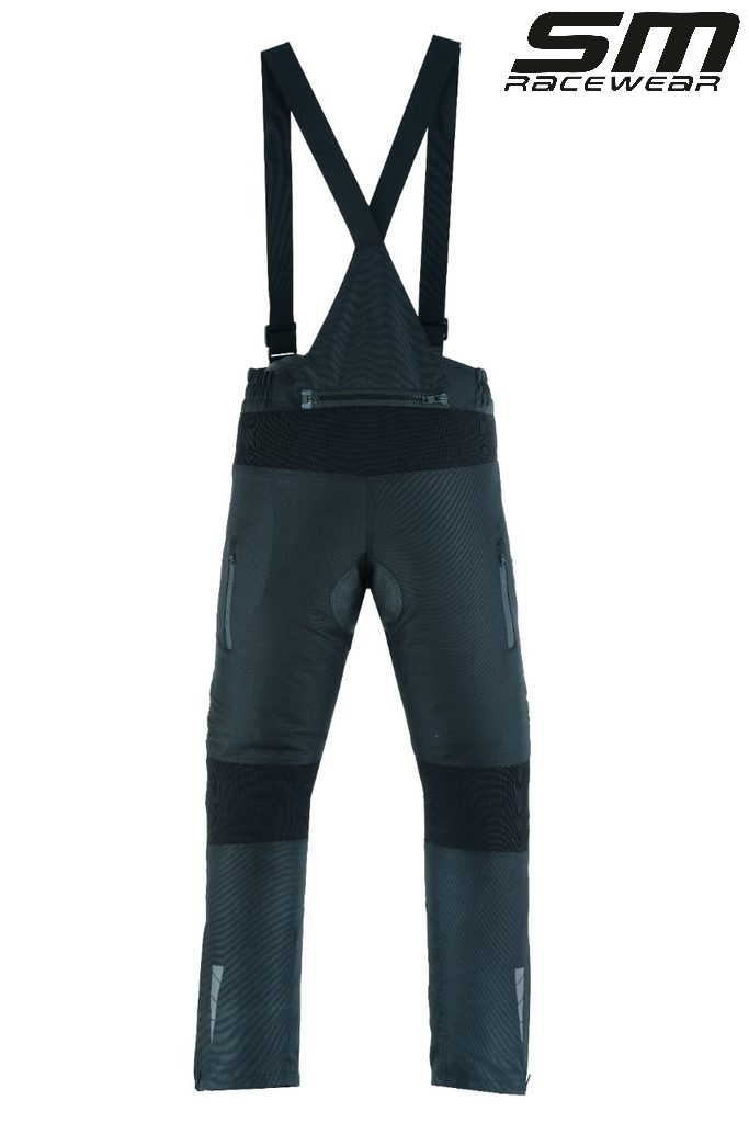 Pantaloni moto textili SM Racewear Highland - Barbati - 4 Sezoane - Impermeabili si Windproof - Protectii CE - Negru [1]