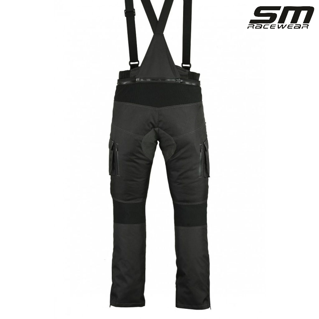 Pantaloni moto textili SM Racewear Stormer - Barbati - 4 Sezoane - Impermeabili si Windproof - Protectii CE - Negru [2]