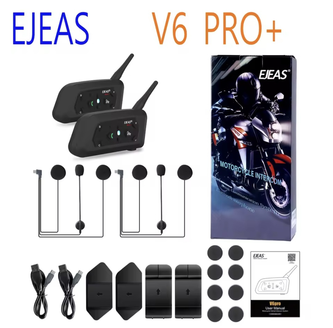 Sistem de comunicare moto EJEAS V6 Pro Plus 2025 - Bluetooth 5.1- 6 intercomuri - Waterproof IP67 - Încărcare USB-C [1]