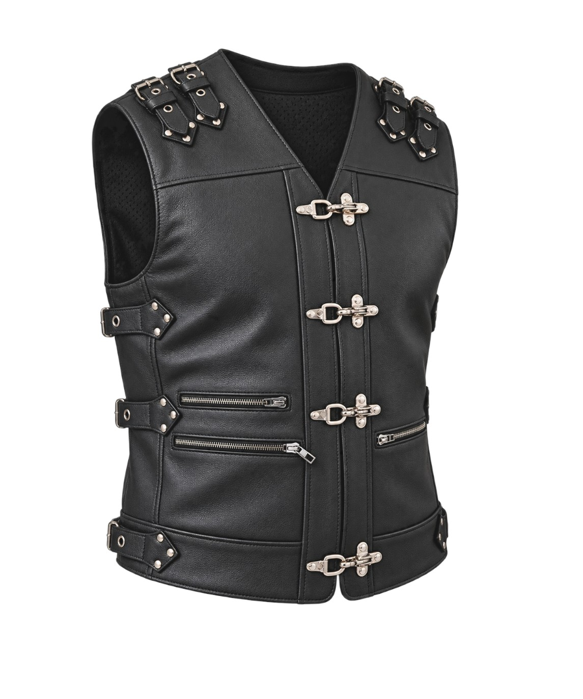 Vesta moto SM Racewear Amsel - piele bovina, inchidere cu carabine metalice [3]