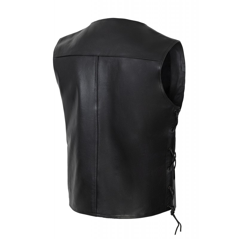 Vesta moto SM Racewear Cruise - piele bovina groasa, sistem de inchidere cu capse, reglaje laterale si buzunar interior [1]