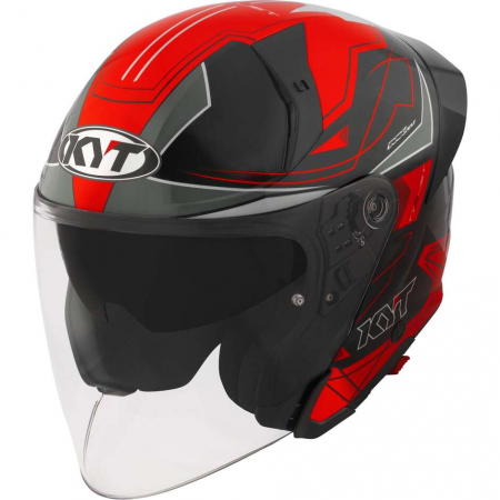 CĂȘTI - Casca moto openface Kyt TTR-JET LED Black/Red
