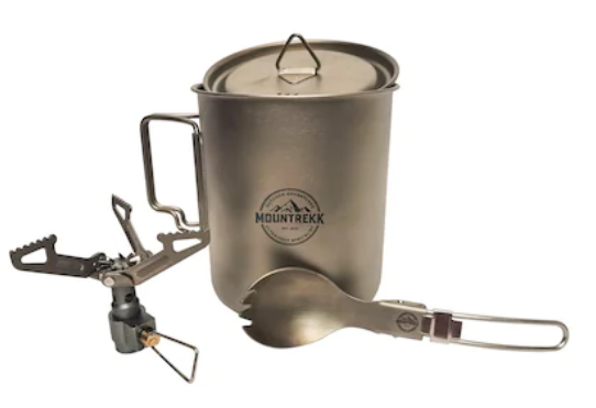 Set Camping Cana, Arzator si Spork din Titan, 650 ml, 163g [1]