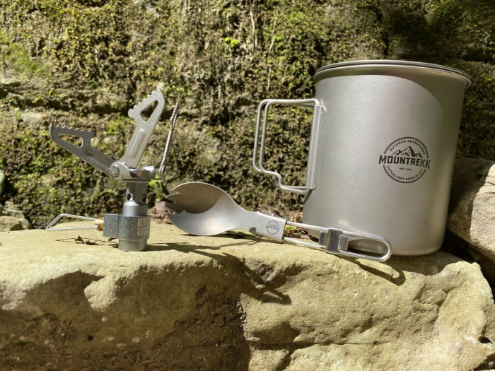 Set Camping Cana, Arzator si Spork din Titan, 650 ml, 163g [7]