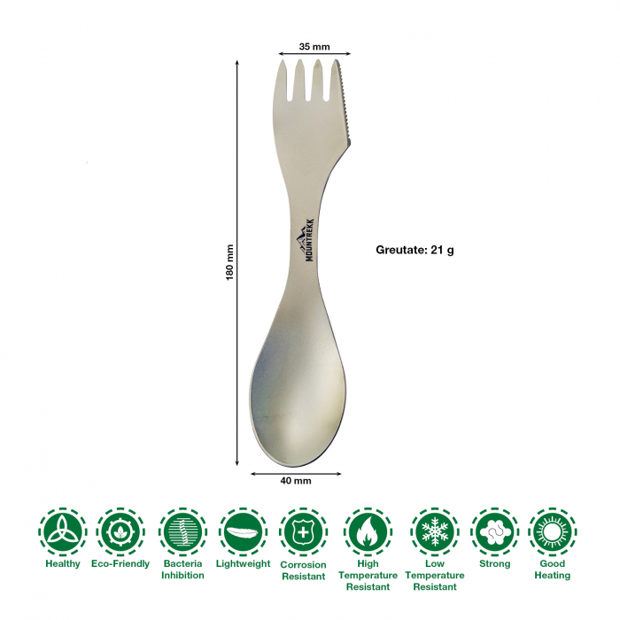 Spork 3 in1 (furculita, lingura, cutit),din titan, 21gr [2]