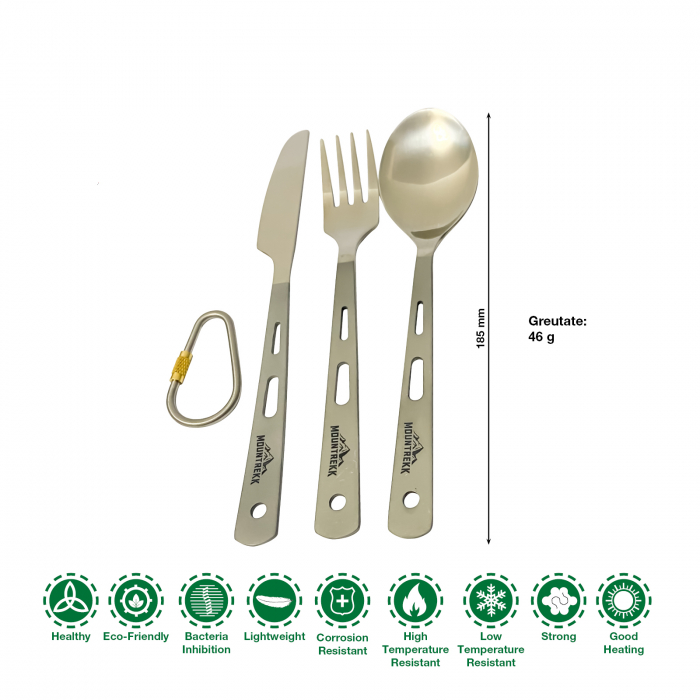 Set tacâmuri cu carabina (lingura, furculiță, cuțit) din titan, 46gr [2]