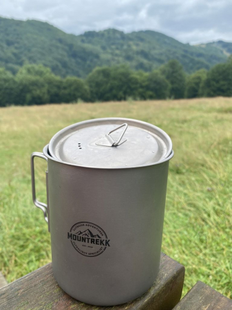 Cana cu capac si gradatie Mountrekk, pentru Camping, din Titan, 650ml, 118 g [2]