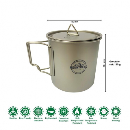 Cana cu capac și gradație, din titan, 550ml, 110gr CADOU un AMNAR sau o LUPA [5]