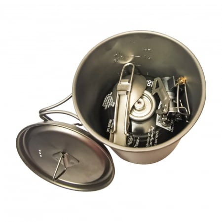 Set Camping Cana, Arzator si Spork din Titan, 650 ml, 163g [1]