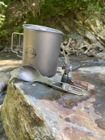 Set Camping Cana, Arzator si Spork din Titan, 650 ml, 163g [7]