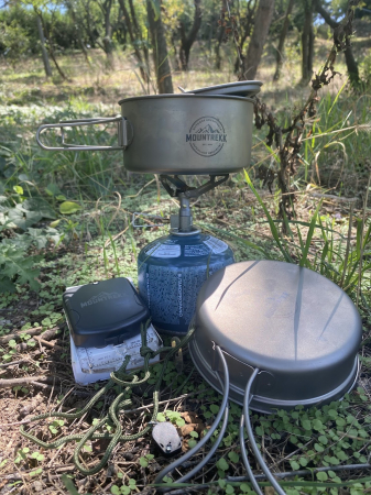 Set de gatit pentru camping din titan CADOU - o BUSOLA [1]
