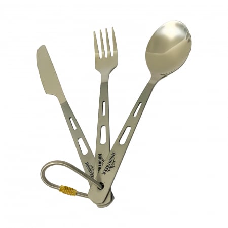 Vesela camping - Set tacâmuri cu carabina (lingura, furculiță, cuțit) din titan, 46gr