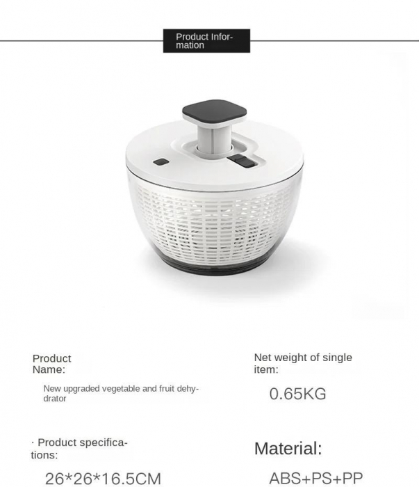 Bol multifunctional pentru spalarea si uscarea legumelor, Salad Spinner [8]