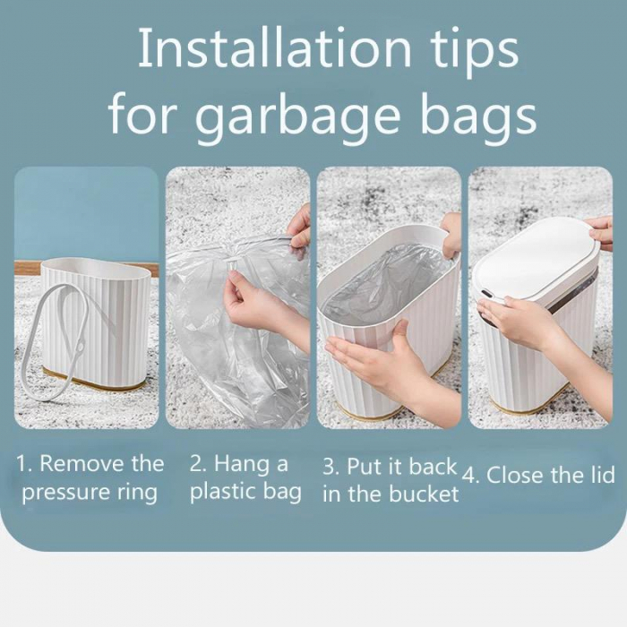 Cos de gunoi inteligent, cu senzori, incarcare USB, 9L, alb cu auriu, 30x16x32 cm [6]