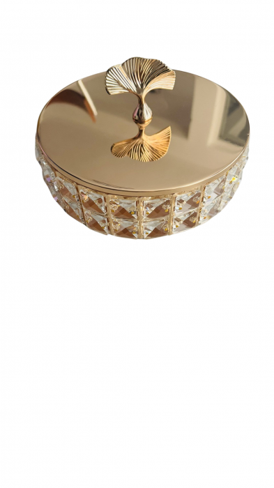 Cutie decorativa, cristale din plastic si capac metalic, rose gold [2]
