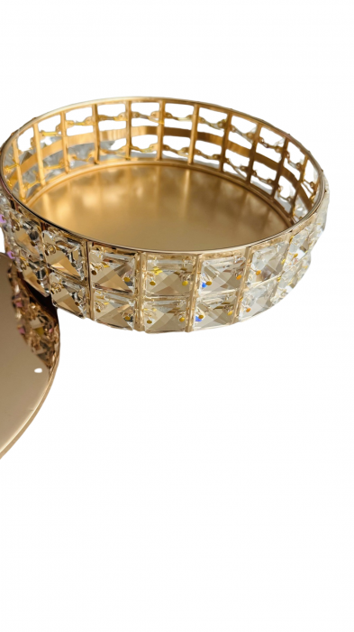 Cutie decorativa, cristale din plastic si capac metalic, rose gold [3]