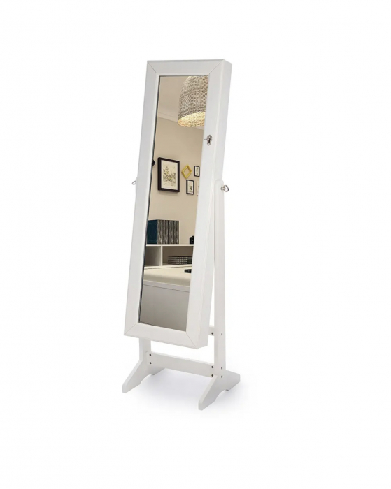 Dulap vertical pentru bijuterii si accesorii, cu oglinda si incuietoare, lemn MDF [2]