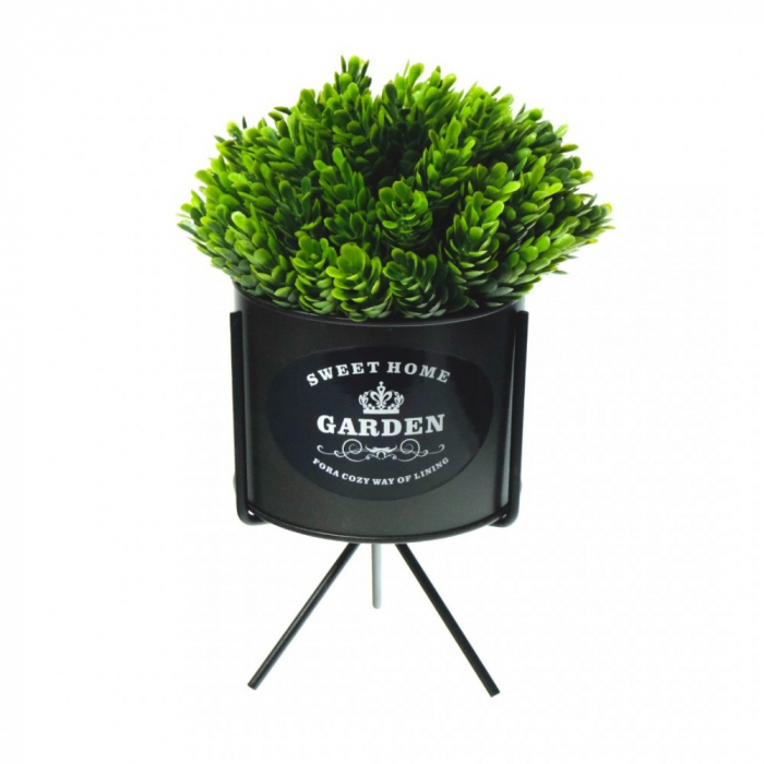 Flori decorative, artificiale, in ghiveci metalic cu suport pe 3 picioare [1]