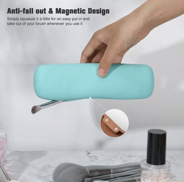 Husa din silicon tip portfard, pentru pensule machiaj, ideala pentru calatorii, inchidere magnetica [16]