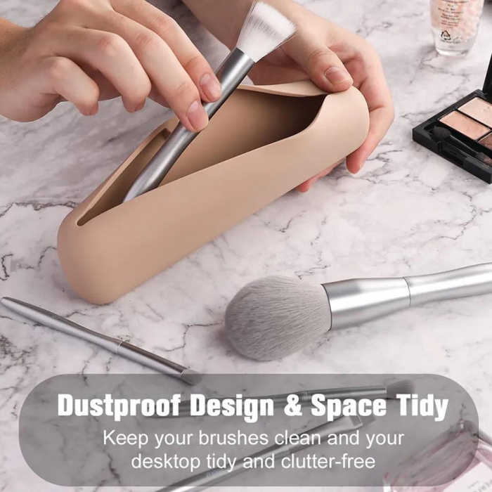 Husa din silicon tip portfard, pentru pensule machiaj, ideala pentru calatorii, inchidere magnetica [5]