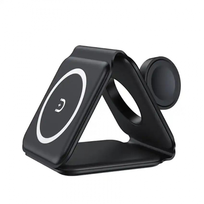 Incarcator 3 in 1, pliabil, incarcare wireless, 15W, negru [2]