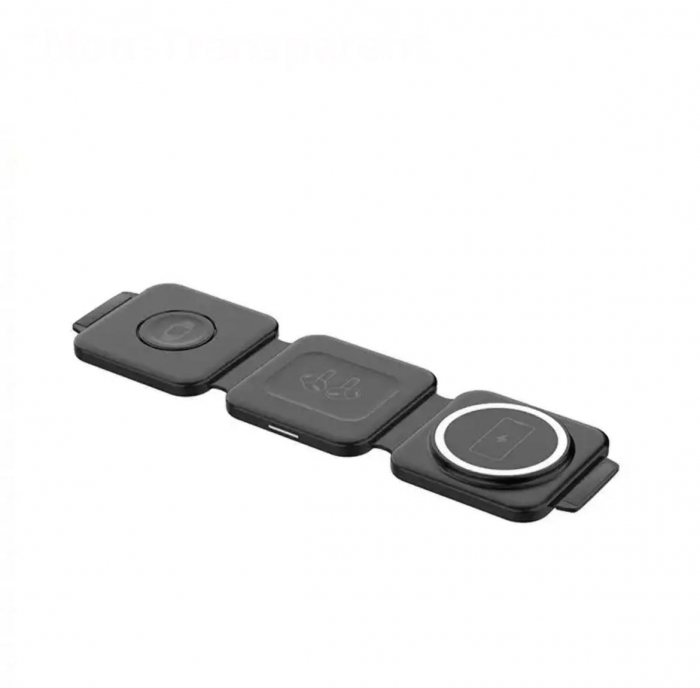 Incarcator 3 in 1, pliabil, incarcare wireless, 15W, negru [3]