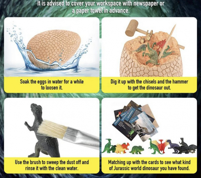 Jucarie interactiva ou dinozaur, cu dinozauri surpriza, Jumbo Dino Egg, Excavation Kit [2]