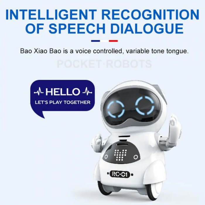 Jucarie interactiva robotel de buzunar, ce danseaza si recunoaste vocile, cu lumini, Pocket Robots [9]