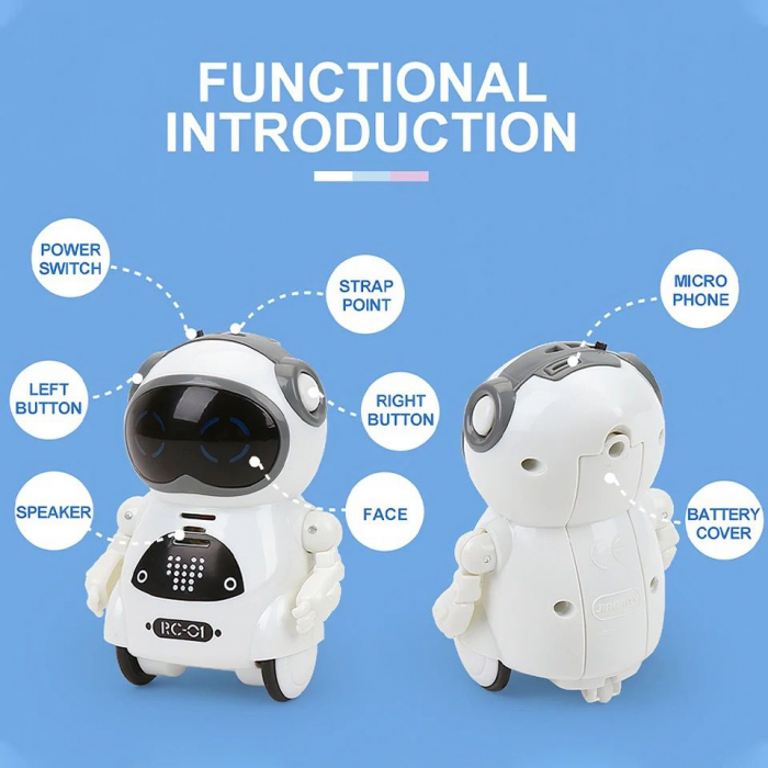 Jucarie interactiva robotel de buzunar, ce danseaza si recunoaste vocile, cu lumini, Pocket Robots [5]