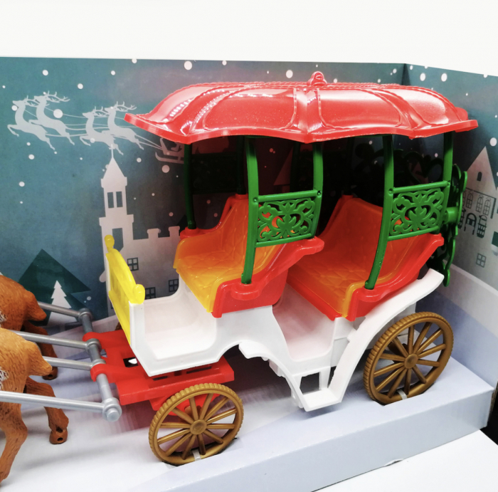 Jucarie sania lui Mos Craciun, 2 reni, cu muzica si lumini, 42cm. [5]