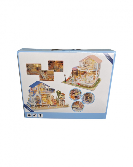Kit constructie casuta pentru papusi in miniatura, cu lumini si accesorii pentru asamblarea ei [7]